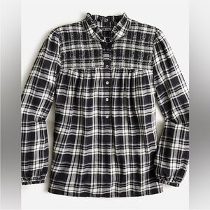 J.Crew Ruffleneck Popover Top | Berkshire Plaid | Size M | Excellent